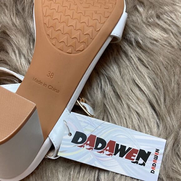 DADAWEN Open Toe Ankle Strap Low Block Chunky Heeled Sandal Wedding Bridal Pumps - Picture 9 of 9